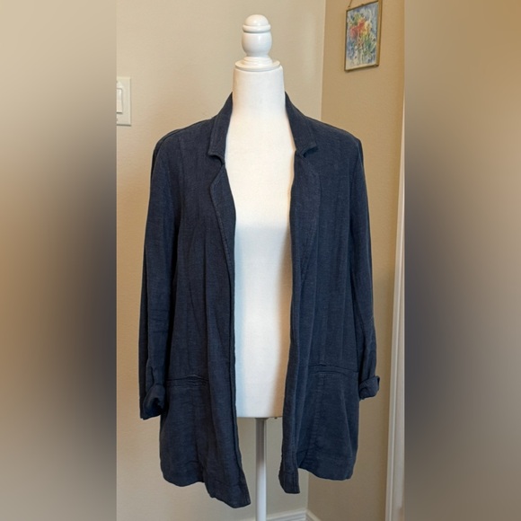 Anthropologie Vintage Washed Blazer Size 8 Navy - Picture 5 of 9